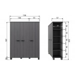 Dennis 3-doors wardrobe steelgrey