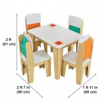 Pocket Storage Table and 4 Chair Set - Natural