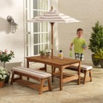 Outdoor Table & Bench Set with Cushions & Umbrella - Oatmeal